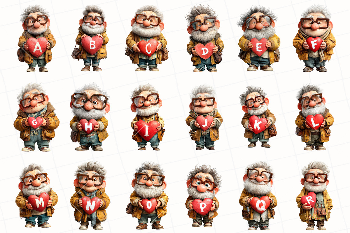 Grandpa Holding Heart Alphabet, an Illustration by OK Design (Photo 3 of 6)