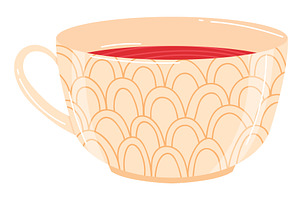 Ceramic cup filled red liquid, a Food Illustration by seahorsevector