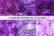 Purple Galaxy. Watercolor seamless, a Pattern Graphic by Olgaart (Thumbnail 2 of 4)