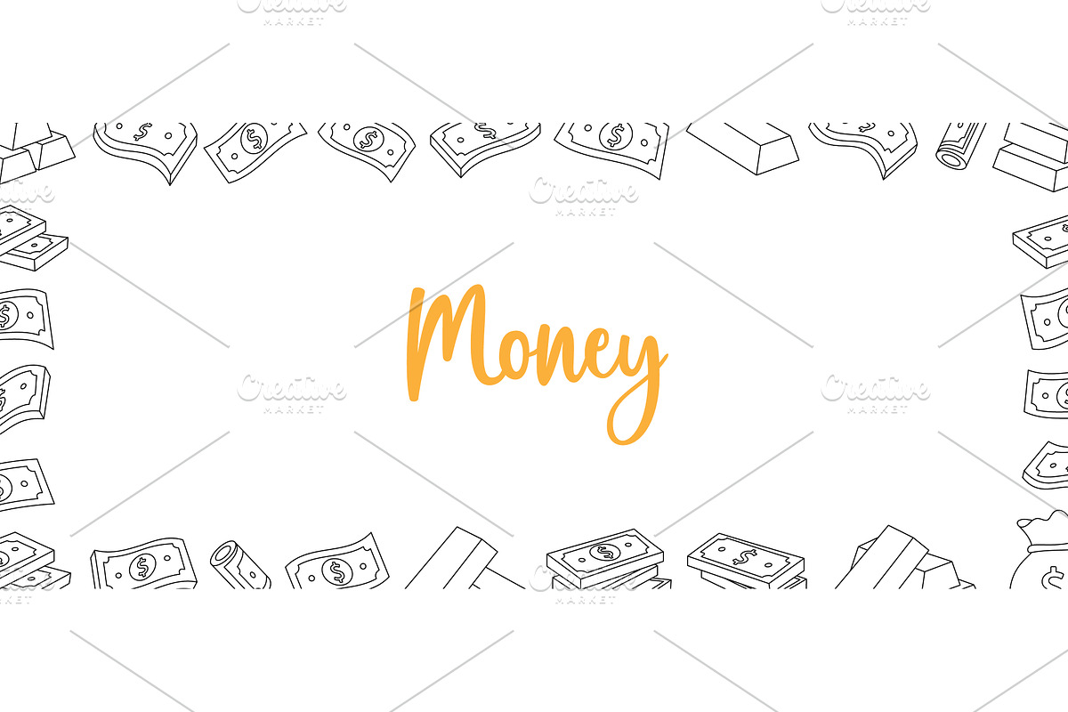 Money outline banner. Flying cash, a Finance Illustration by GraphiShop
