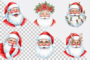 Watercolor Jolly Santa Faces Clipart, an Illustration by SVGArt (Thumbnail 2 of 8)