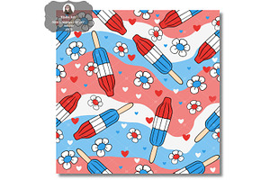 Patriotic Popsicle Seamless Pattern