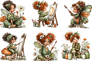 Whimsical Fairy Painter Clipart, an Illustration by CraftArtStudio (Thumbnail 2 of 6)