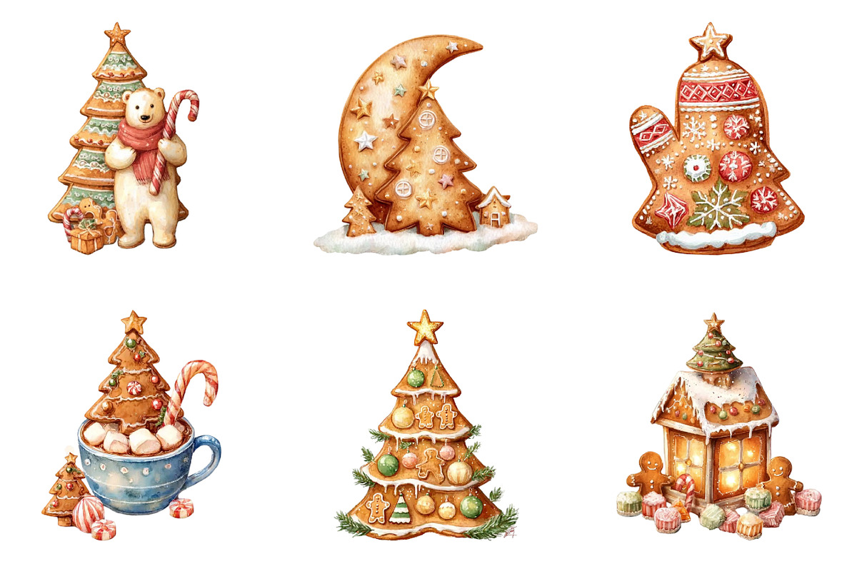 Whimsical Christmas Tree Clipart, an Illustration by DreamArtGraphic (Photo 2 of 5)