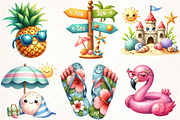 Cute Summer Beach Clipart, an Illustration by Pixels.Craft (Thumbnail 2 of 7)