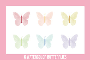 Watercolor Florals & Butterflies