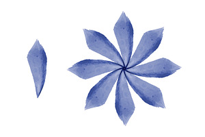 Stylized blue watercolor flower with, an Object Illustration by okskukuruza
