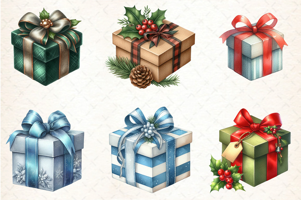 Christmas Gifts and Presents Clipart, an Illustration by DreamCafeArt (Photo 6 of 8)