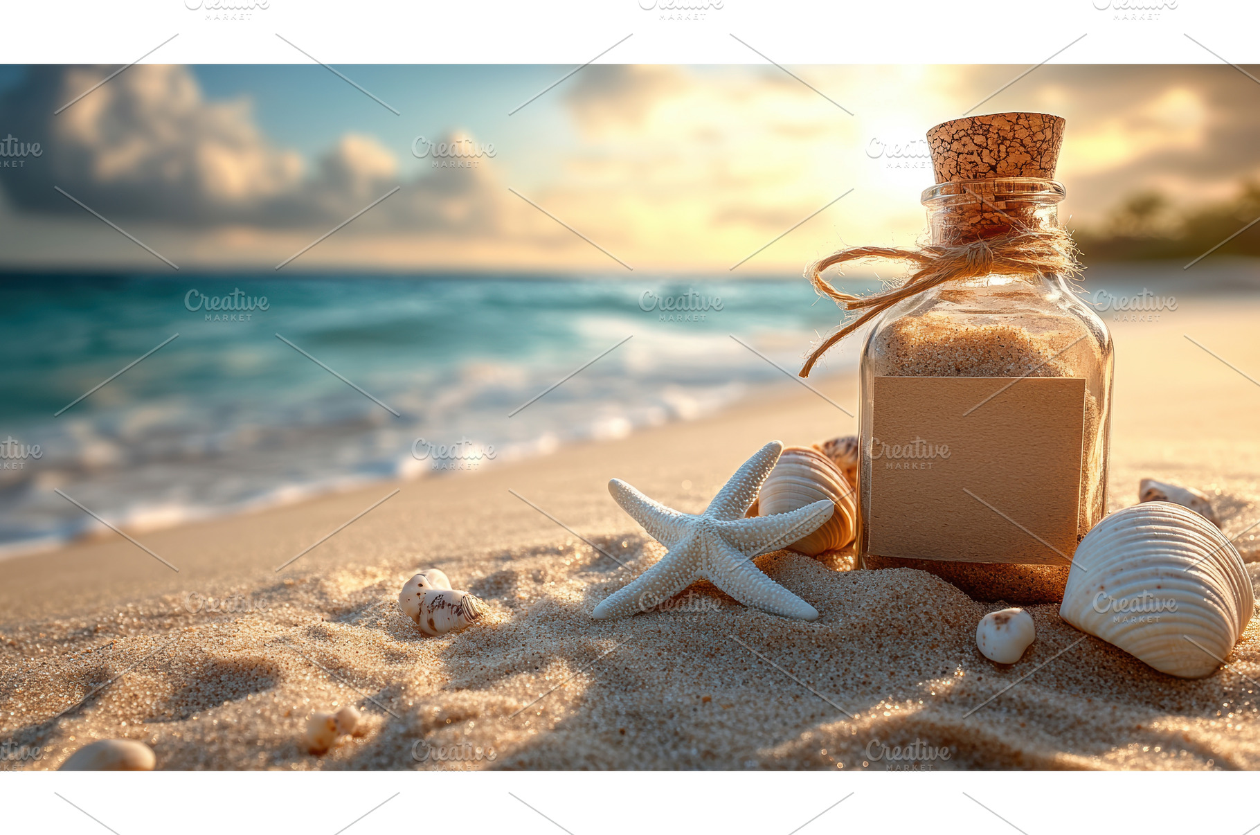 Romantic message in a bottle on a, a Photo by Rodica Ciorba