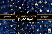 Gold Stars Embroidery on Blue Velvet, a Pattern Graphic by Creative Store (Thumbnail 1 of 5)