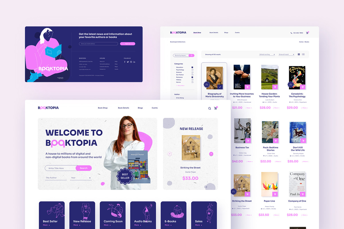 Booktopia – Fun Book Store Website, an UI Kit Template by peterdraw (Photo 6 of 10)