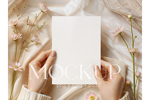 Romantic Flower Styled Card Mockup, a Product Mockup by MockupWizard