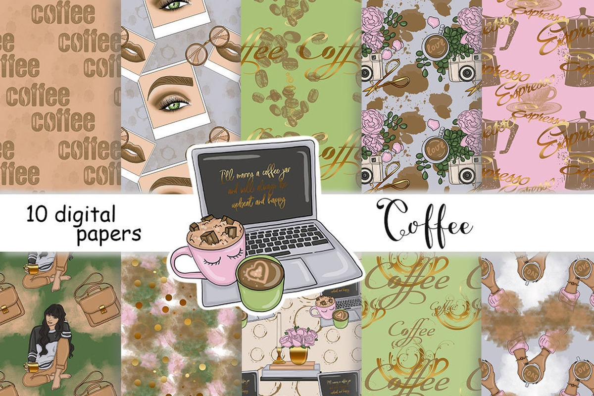Coffee Pattern, a Pattern Graphic by GlamArtZhanna (Photo 1 of 3)