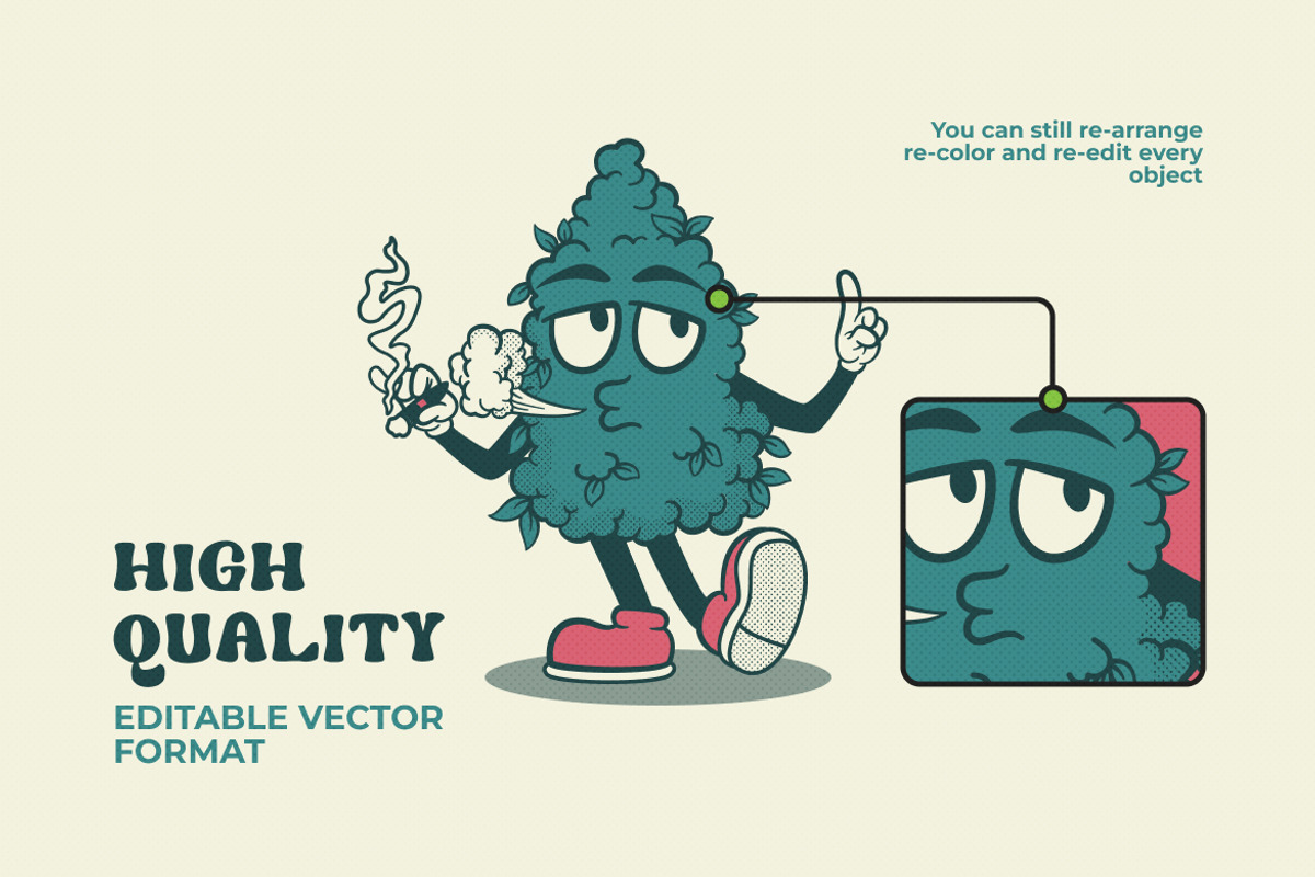 Retro Cannabis Illustration, an Object Illustration by Decoconio Design (Photo 4 of 7)