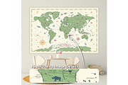 Vintage Kids World Map - Vector, a Graphic by PorcuPen Works (Thumbnail 3 of 6)