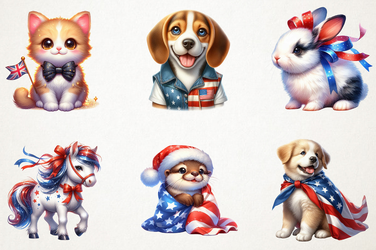 Patriotic Animals Clipart, an Illustration by RobertsArt (Photo 3 of 7)