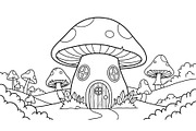 Whimsical Mushroom House Line Art bu, an Illustration by Designs_River (Thumbnail 7 of 51)
