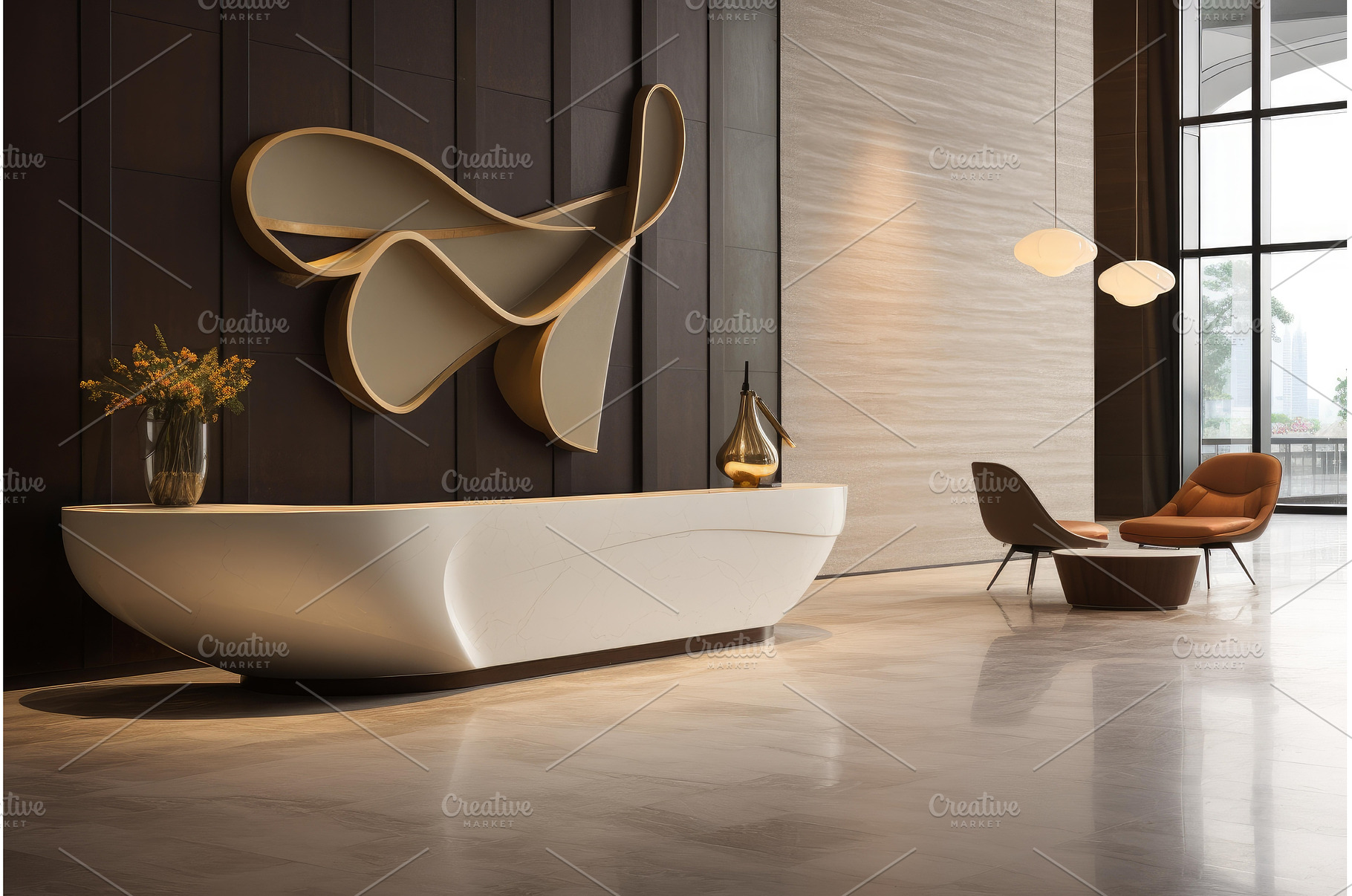 Modern hotel lobby interior design, an Architecture Photo by Ylivdesign