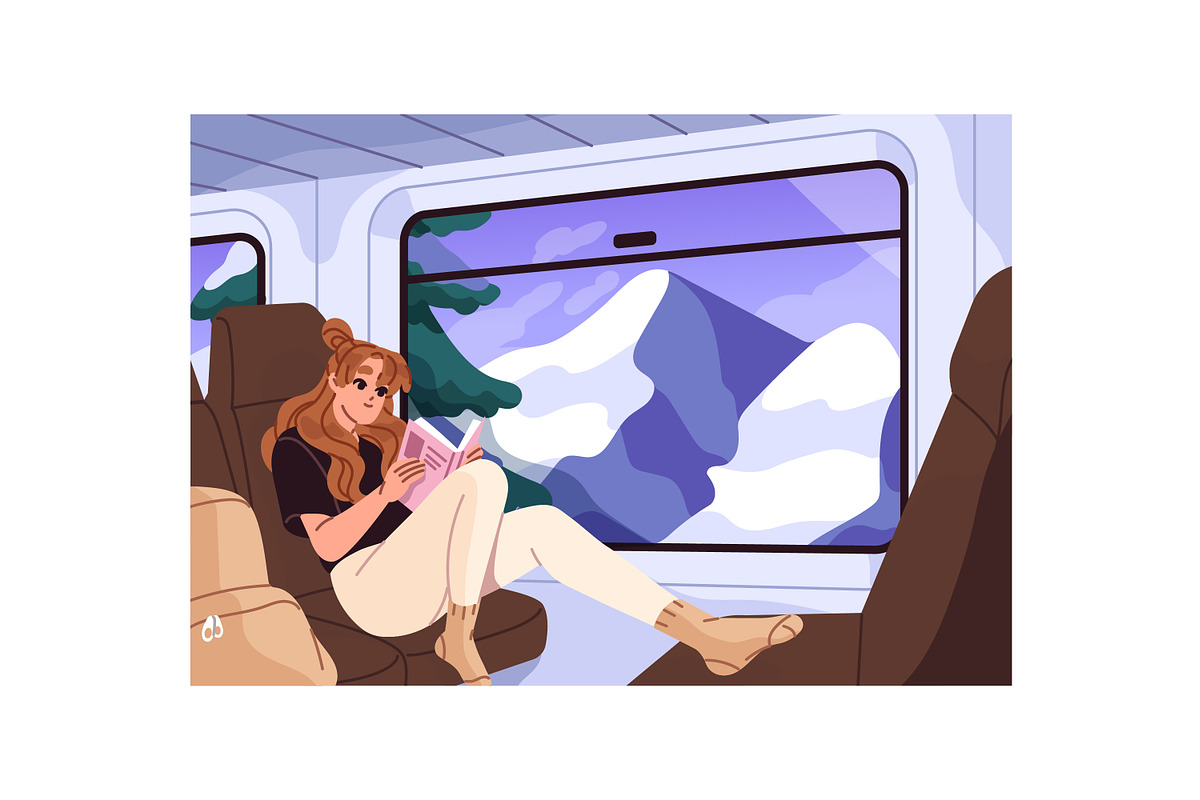 People travel by train set, a Person Illustration by PaperTrident (Photo 5 of 6)
