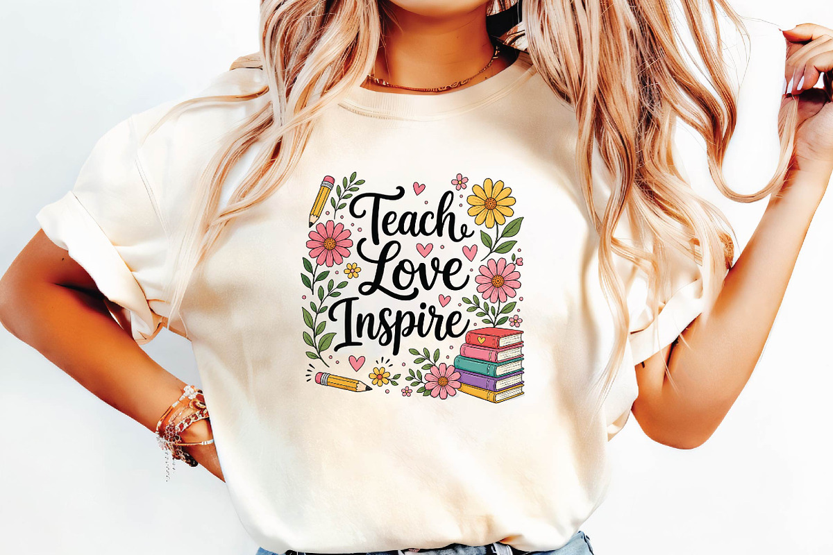 Floral Teacher Sublimation Design, a Seasonal Illustration by DreamPrint404 (Photo 6 of 6)