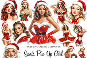 Vintage Santa Pin Up Girl Clipart, an Illustration by Craft Nest (Thumbnail 1 of 6)