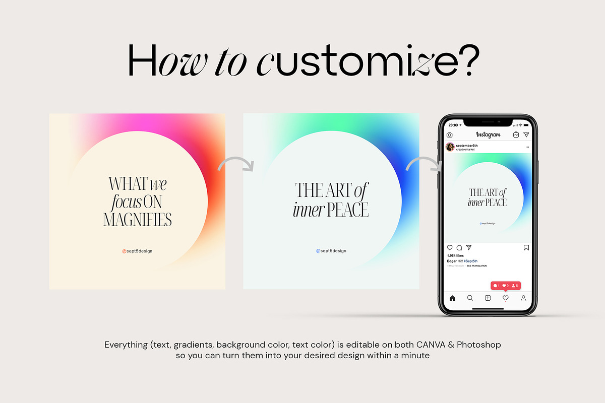 Canva Instagram Gradient Quotes + PS, a Social Media Template by September 5th (Photo 8 of 19)