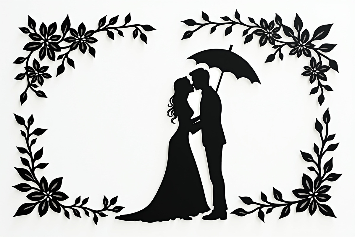 Romantic Couple Holding Umbrella, an Illustration by Amazin_art (Photo 21 of 21)