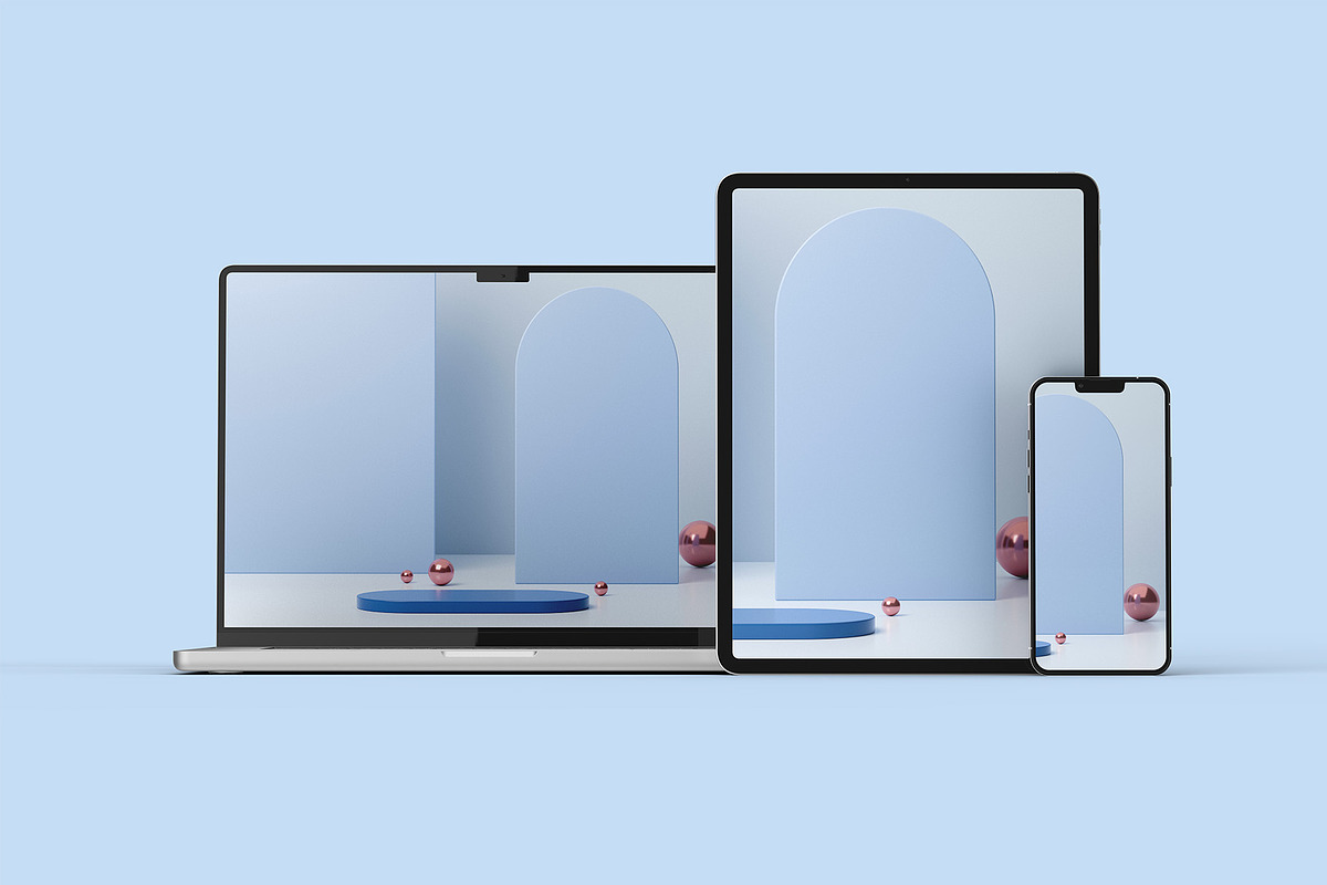 Macbook Pro iPad iPhone 13 Mockups, a Mac Mockup by Illusiongraphic (Photo 6 of 34)