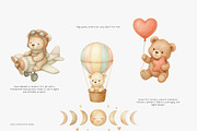 dreamy set of baby bears nursery, a Decorative Illustration by Pink Studio Art (Thumbnail 2 of 9)