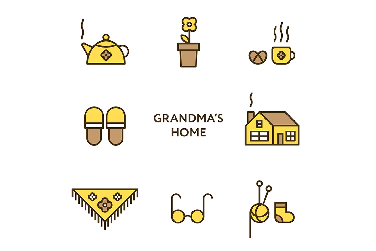 Grandma's Home Icon Set, an Outline Icon by moibalkon (Photo 2 of 3)