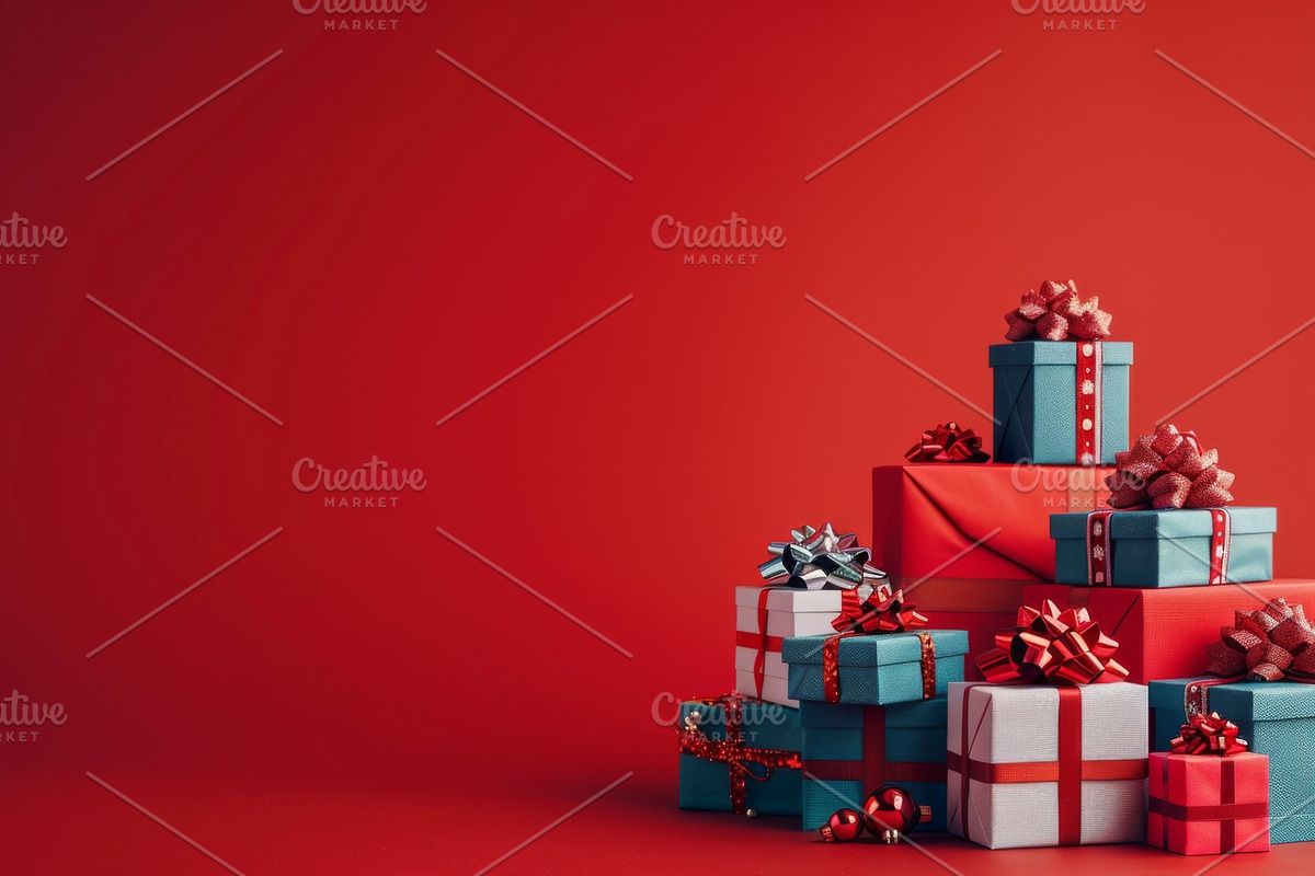 86 Gift boxes with ribbons and bows, a Holiday Photo by Handmadefont (Photo 9 of 90)