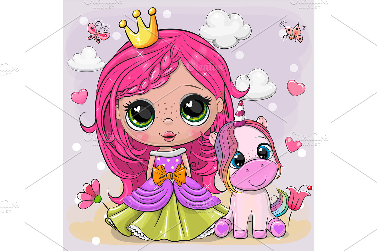 Cute Cartoon fairy tale Princess, a Person Illustration by Regina Art (Reginast777)