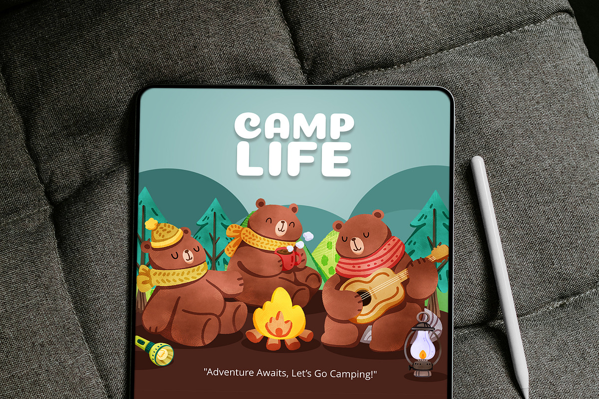 Cute Camping Vibe Watercolor, an Animal Illustration by CreativeValuation (Photo 10 of 16)