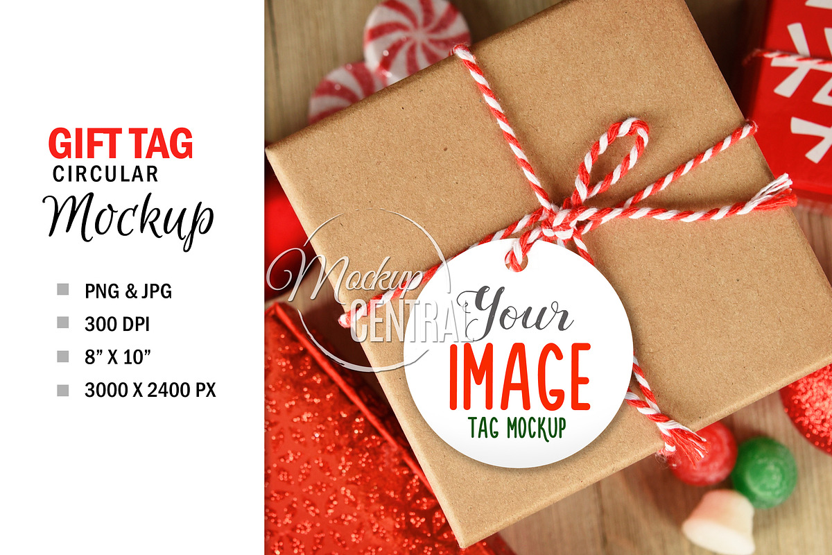 Gift Tag Present Christmas Mockup, a Print Template by HaywireMedia & Mockups (Photo 2 of 3)