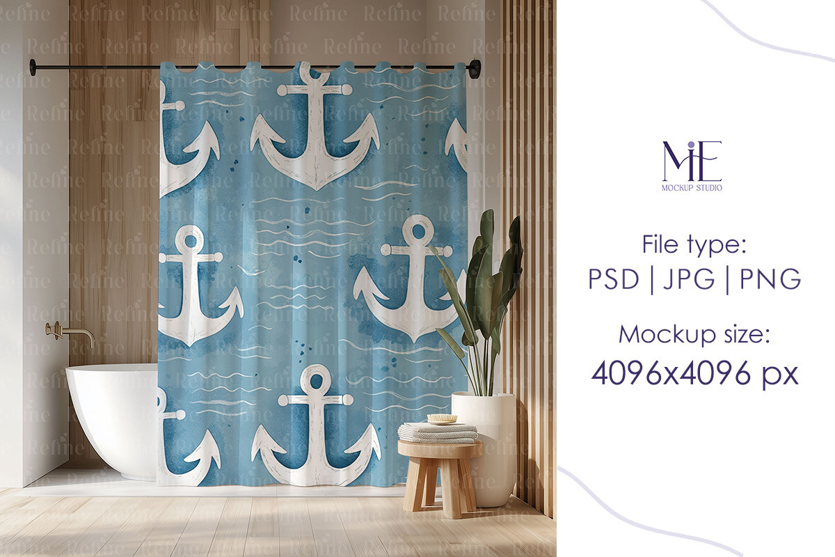 Shower Curtain Mockup, an Advertising Mockup by Mie Mockup Studio (Photo 4 of 6)
