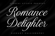 Romance Delighter – Calligraphy, a Script Font by Fikryal Studio (Thumbnail 1 of 15)