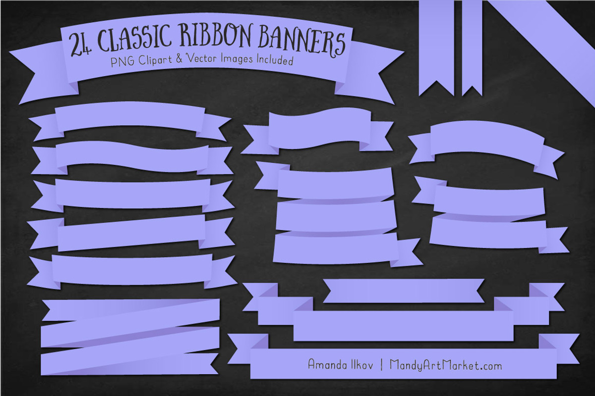 Periwinkle Ribbon Banner Clipart, an Illustration by Amanda Ilkov (Photo 2 of 4)