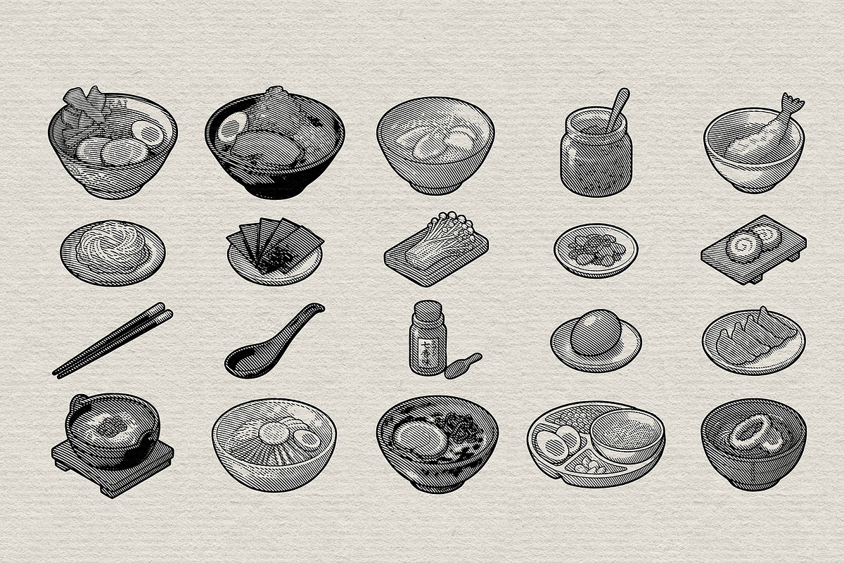 Japanese Ramen Engraving Collection, a Food Illustration by Kaizla03 (Photo 4 of 5)