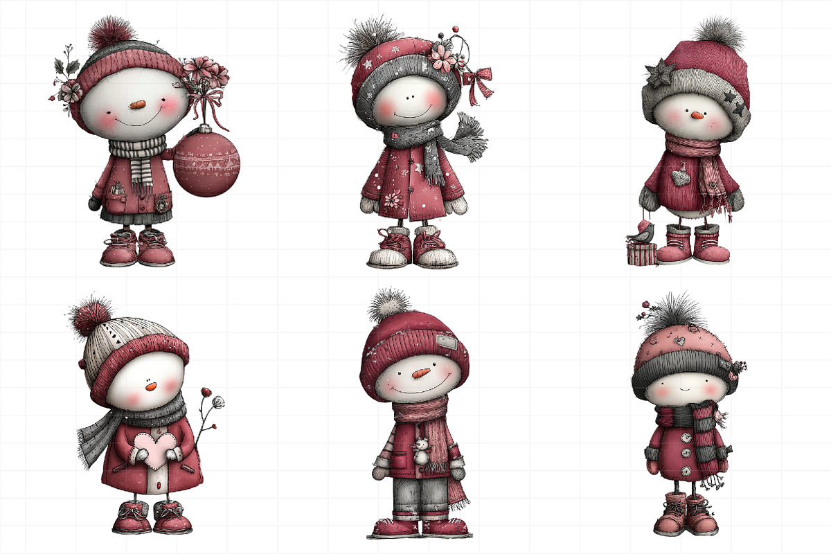 Christmas Cute Snowman Clipart, an Illustration by Daily.Designs (Photo 3 of 5)