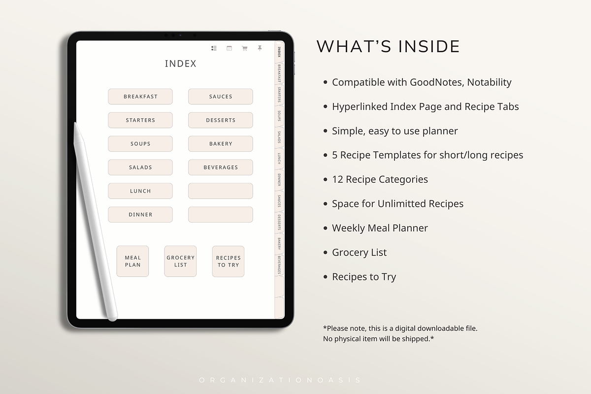 Digital Recipe Book for GoodNotes, a Templates & Theme by OrganizationOasisRo (Photo 3 of 10)