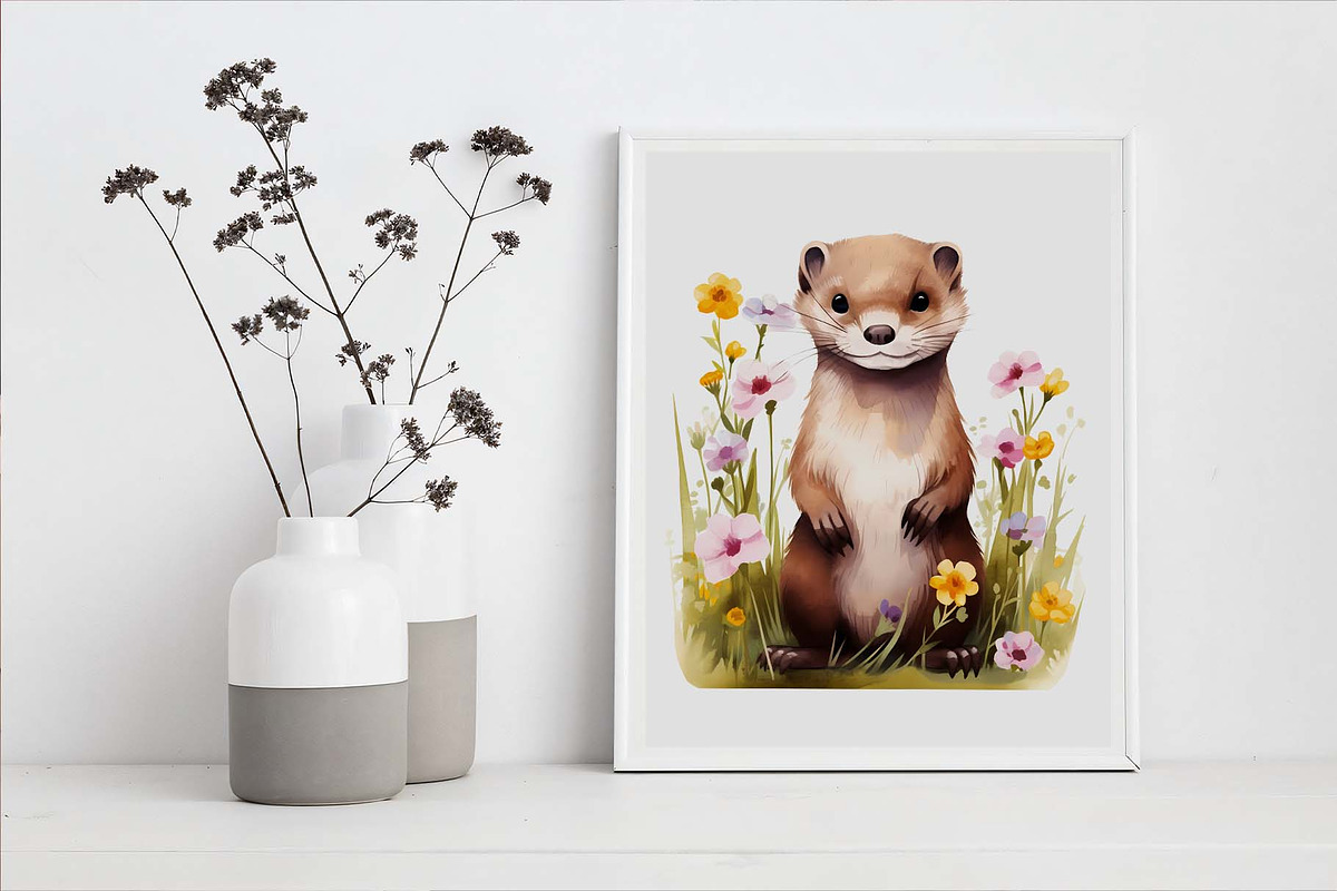 Watercolor Woodland Animals Clipart, an Illustration by Moon Studio (Photo 2 of 11)