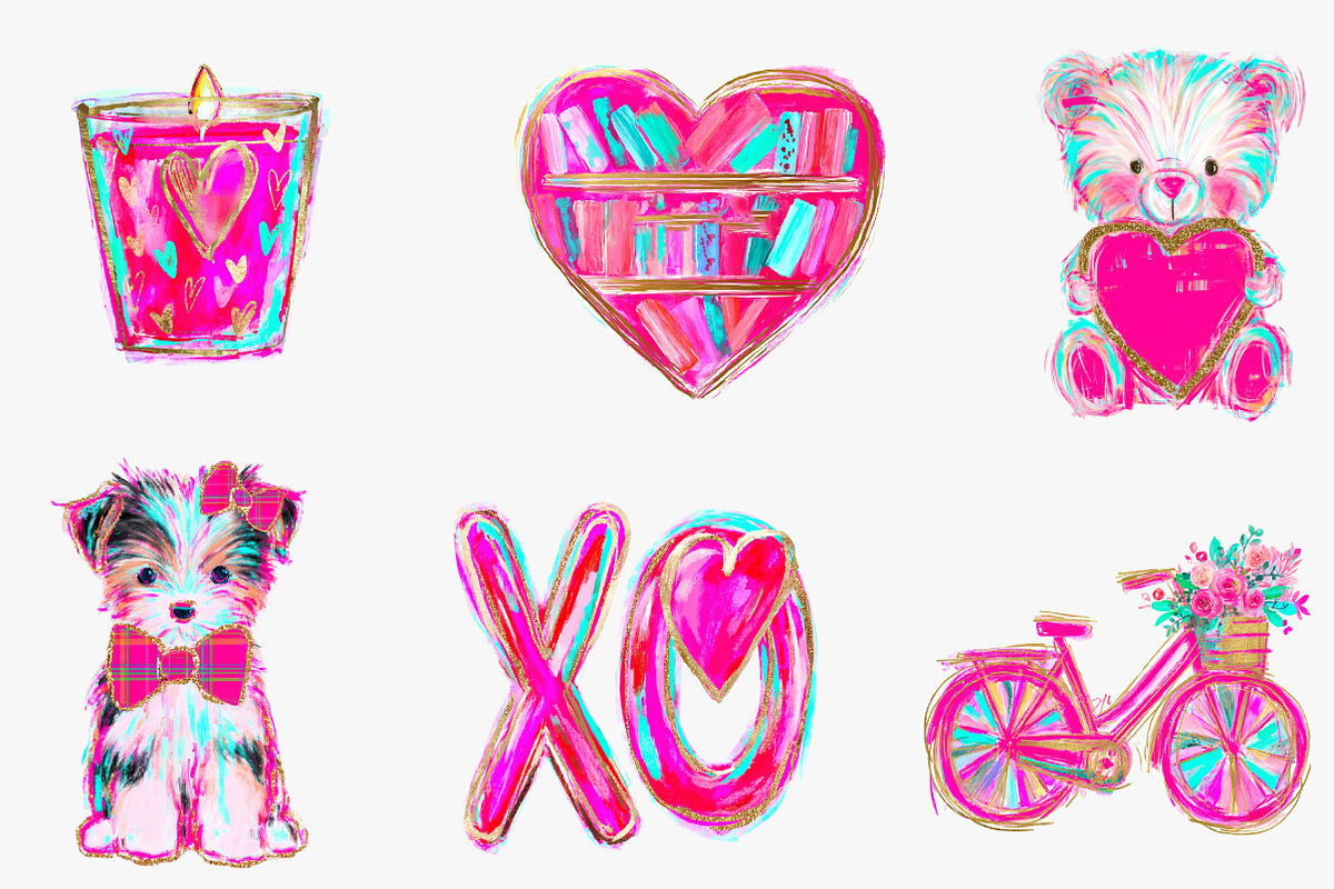 watercolor valentine day clipart, an Illustration by CreationArt (Photo 2 of 7)