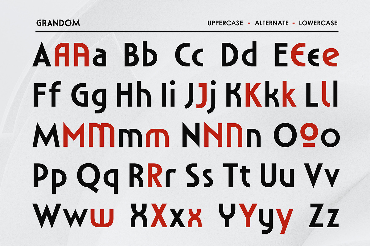 Grandom - Bold Modern Art Deco Font, a Sans Serif Font by Typia Nesia (Photo 10 of 11)