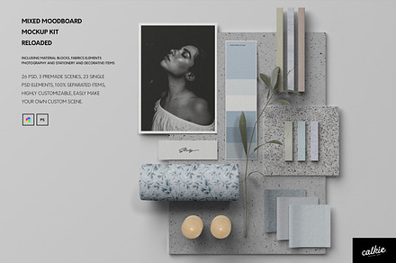 Scene Creator Mood Board Mockup Kit, a Pens & Pencil Mockup by Catkie - Digital Art