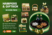 Hampers & Giftbox 3D Icon Pack, an Object 3D Model by Haps Space (Thumbnail 1 of 4)