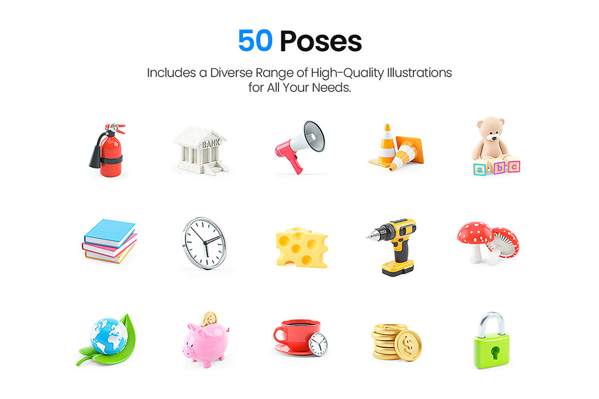 Cartoon Icons – Set of 50 Images, an Object Illustration by 3DMask (Photo 3 of 6)