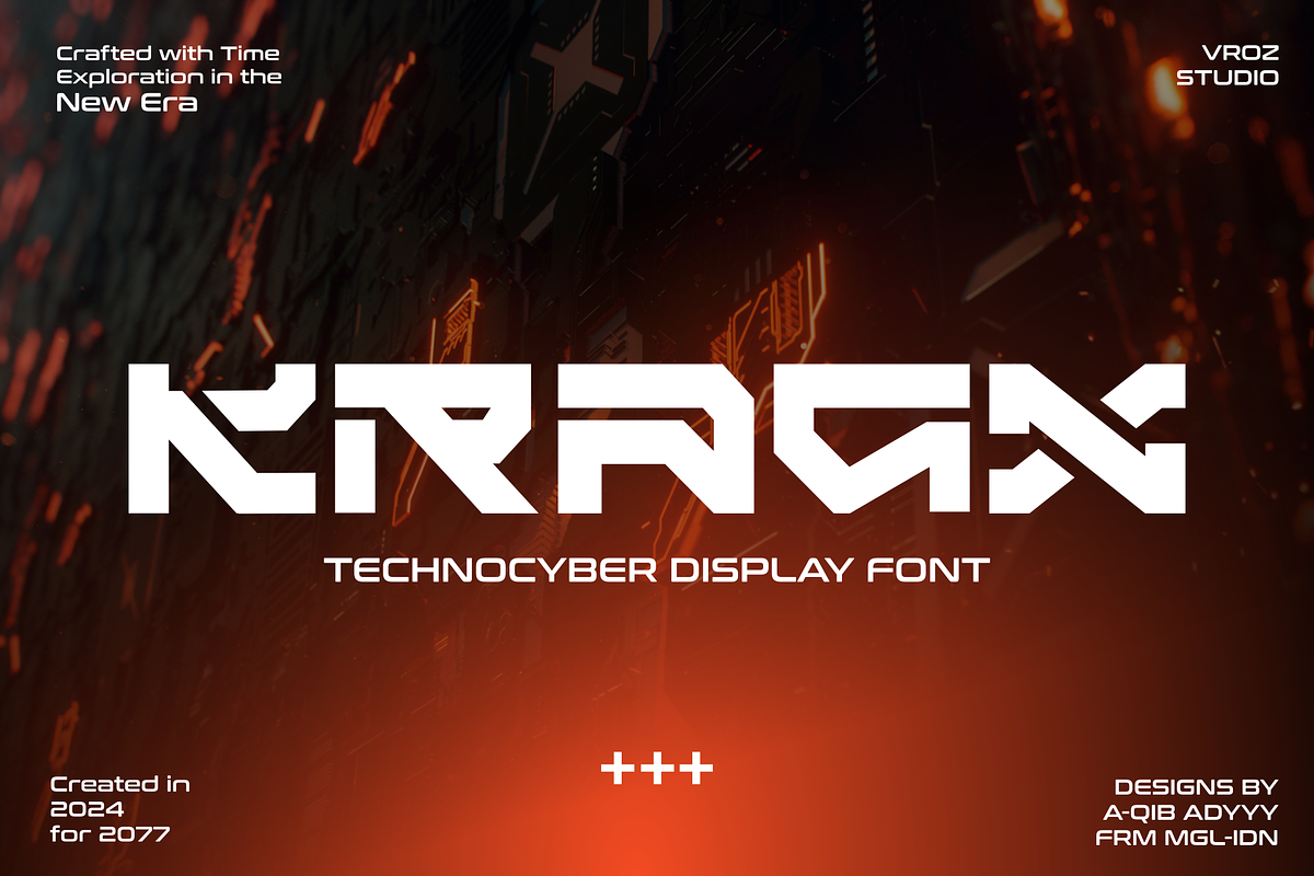KRAGX - TECHNOCYBER DISPLAY FONT, a Sans Serif Font by Vroz Studio (Photo 1 of 7)