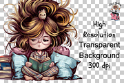 Bookish Girl Reading Clipart Bundle, a Graphic by Clipart Bloom (Thumbnail 10 of 10)