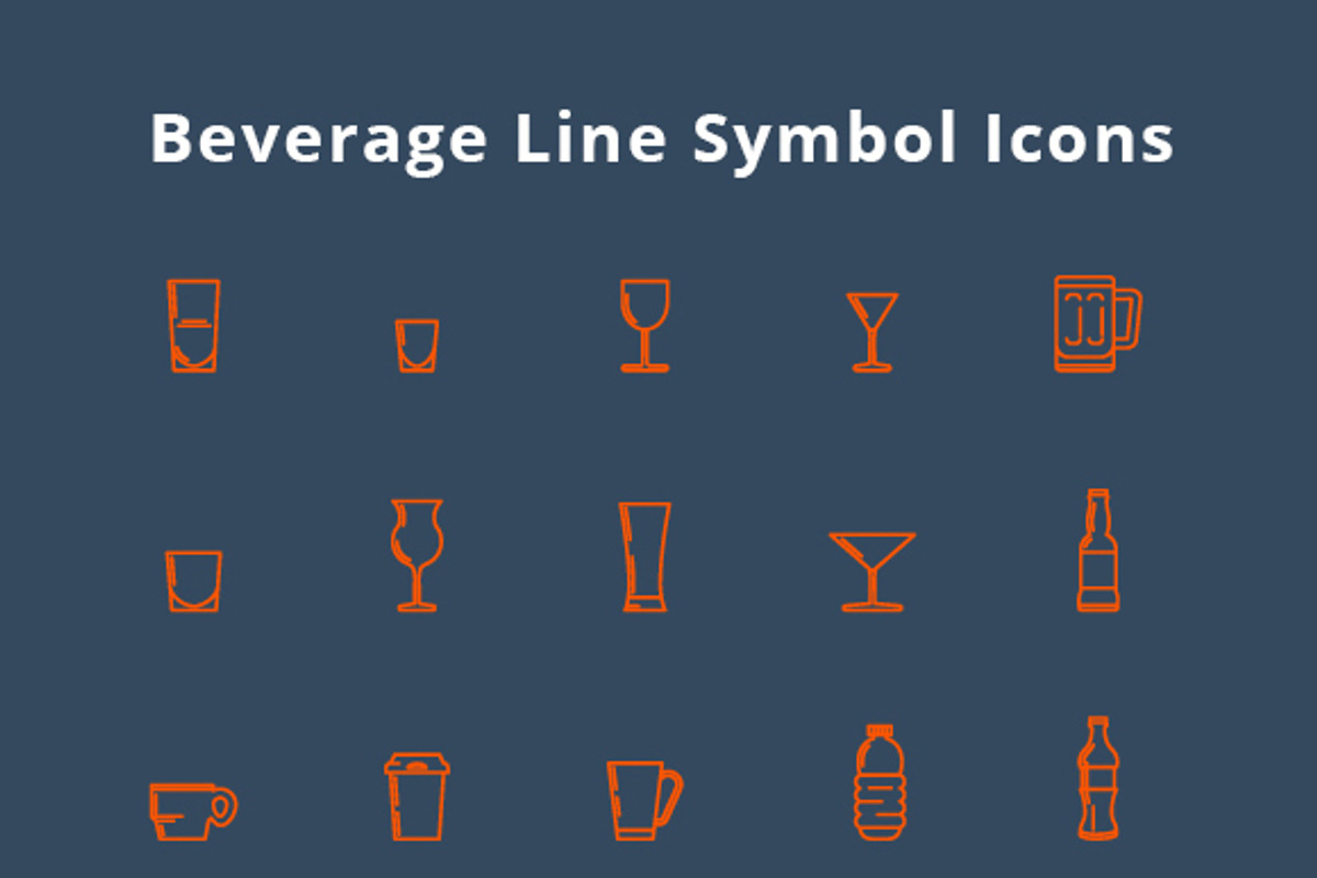 70 Beverage and Food Line Icons, an Outline Icon by DesignMarket