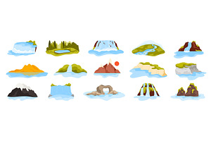Famous waterfalls and bay rocks, an Illustration by Flashvector